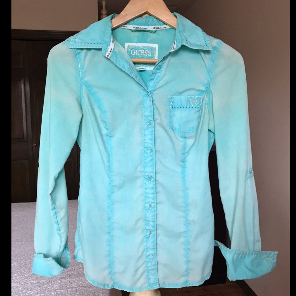 GUESS Button Down Turquoise Shirt